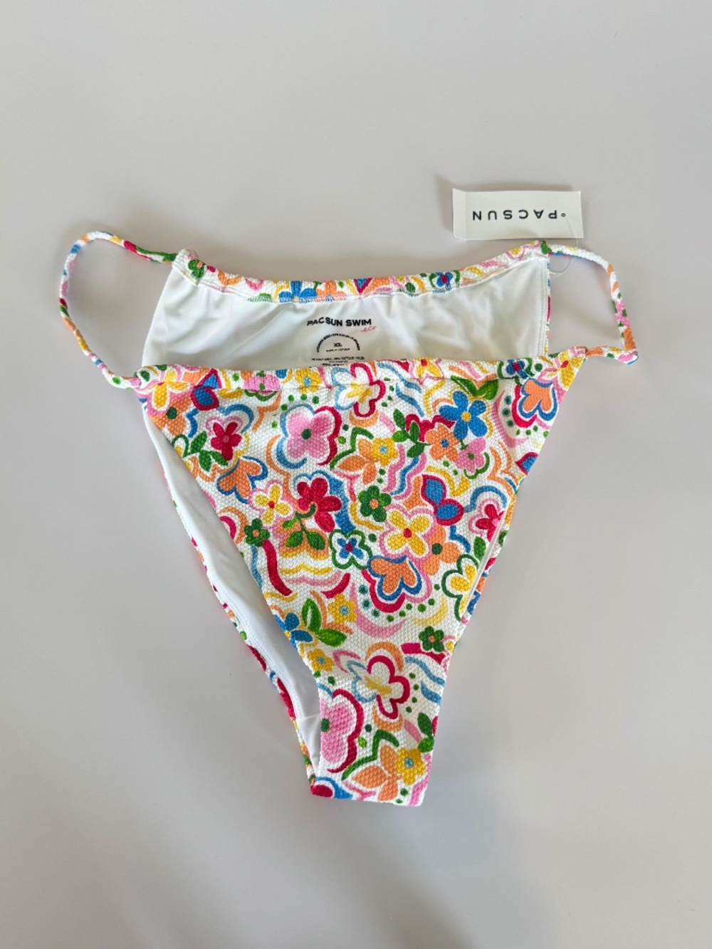 PacSun Swim Multicolor Floral String Bikini Bottom Size XL NWT
